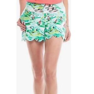 Crown & Ivy Scalloped Hem Sailboat Plus Size Shorts White Blue 24W Pockets